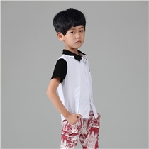 小熊迪维短袖衬衫韩版棉麻童装男童夏装2015男上衣夏新款短袖衬衣