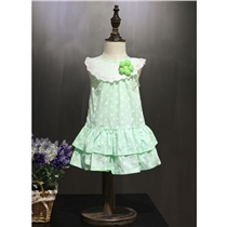 蜜逗韩版连衣裙夏季女童必备款纯棉布材质舒适清凉有质感蓝色绿色